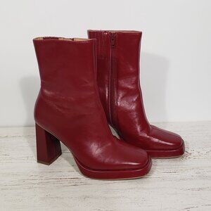 Steve Madden  Freya  Red Wine Leather Platform Bootie  Women's Size 6M